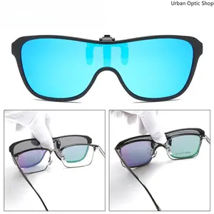 XUH Flip Up Clip On Sunglasses for Men Women, Polarized TR90 Photochromic Oversized Square UV400 Protection Sun Glasses, Anti-Glare for Driving Fishing Outdoor Sports