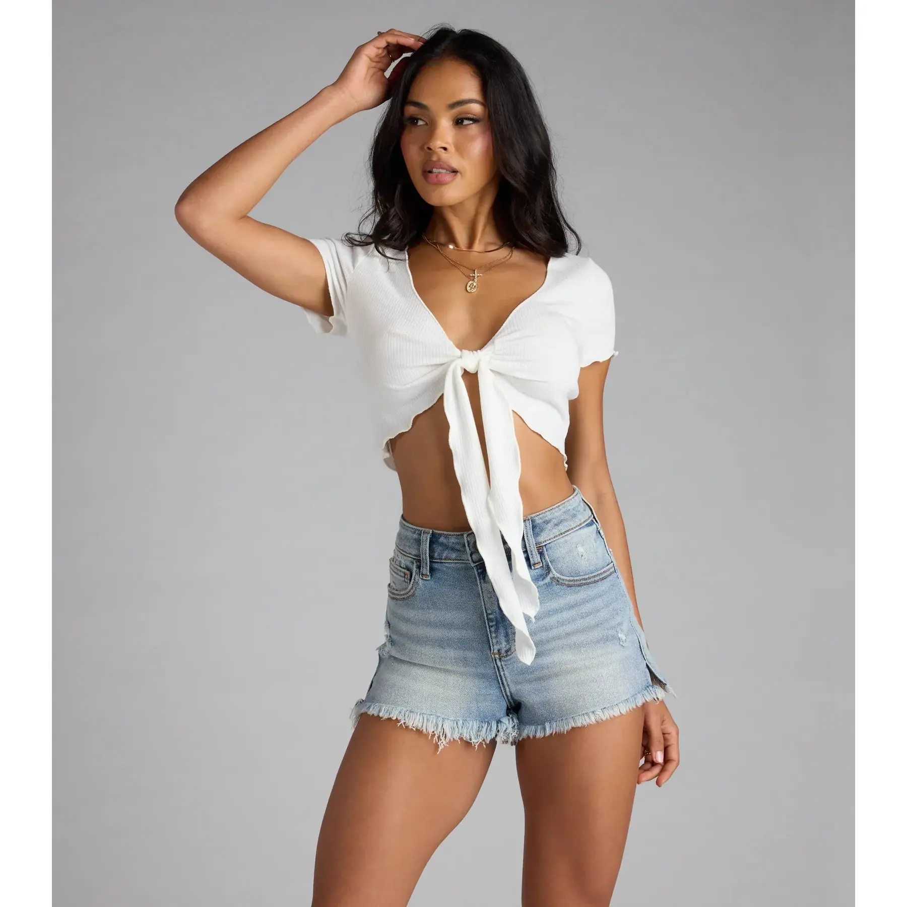 Flirt Served Tie-Front Crop Top