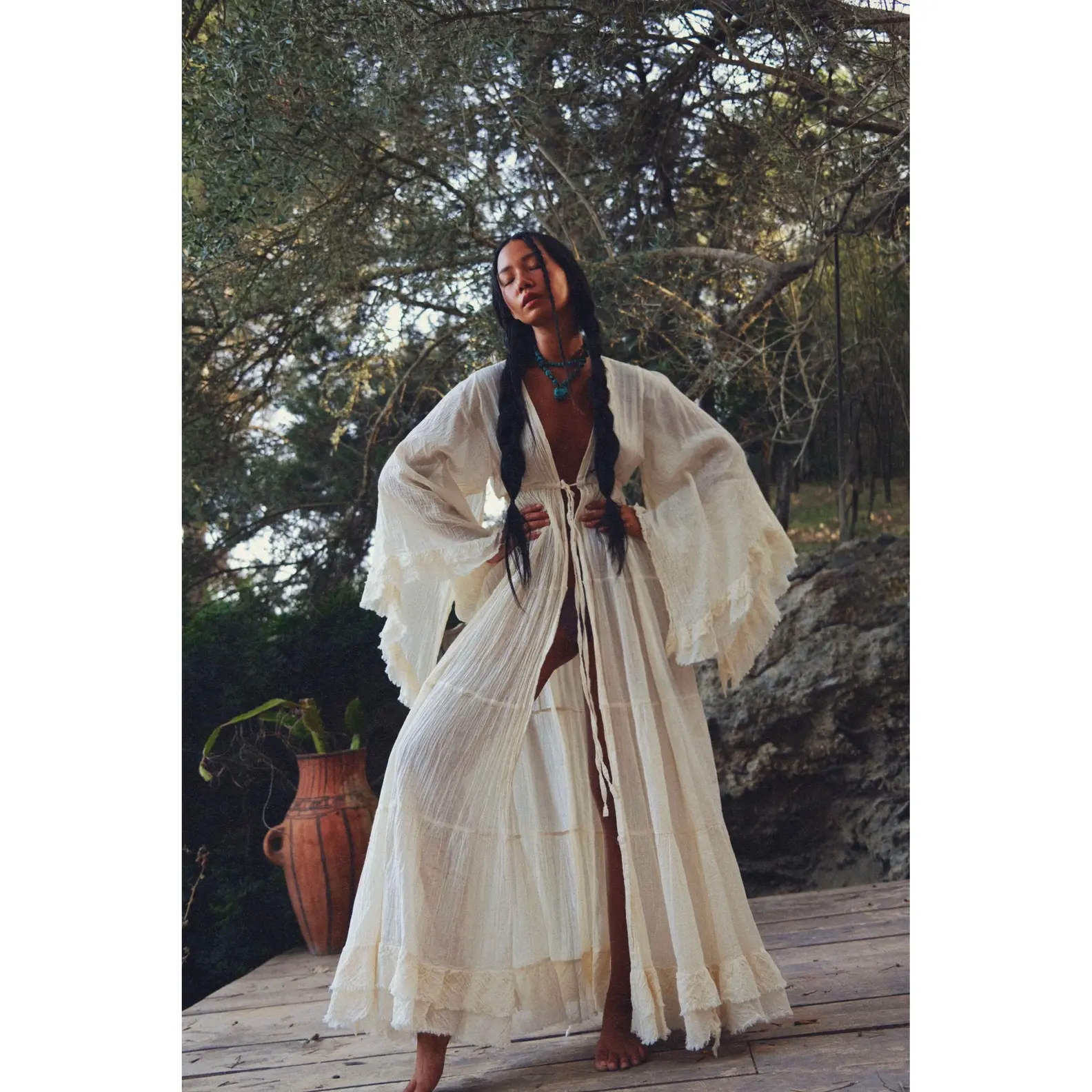 Sunwashed Raw Organic Cotton Kimono