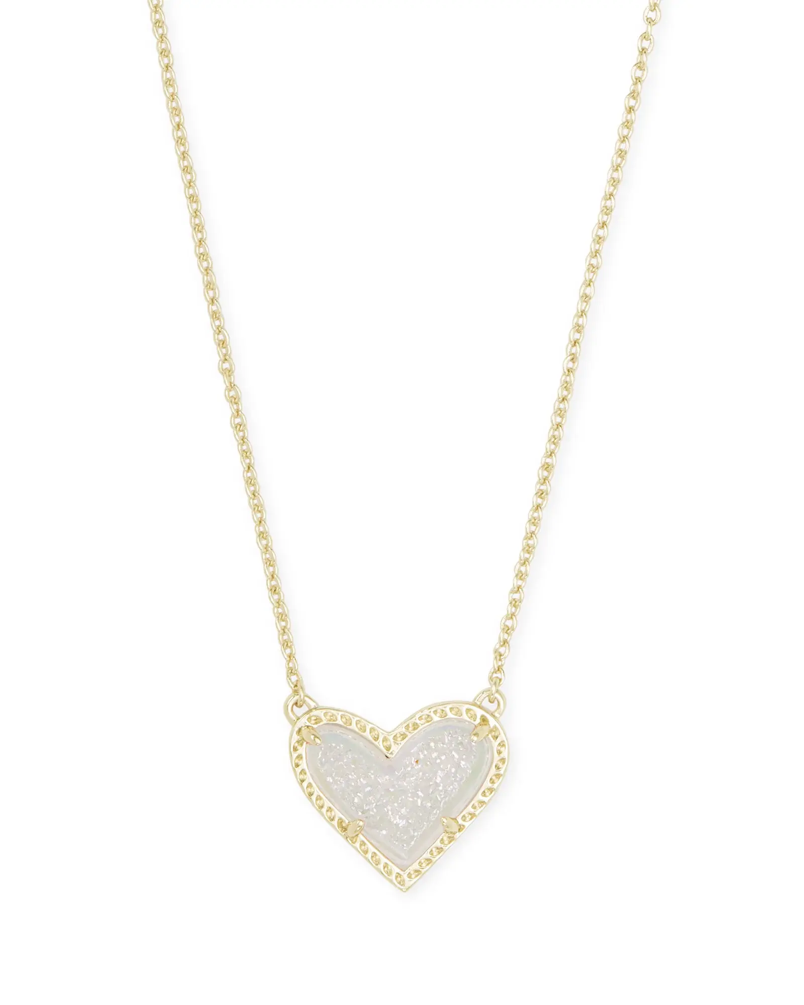 Kendra Scott Ari Heart Short Pendant Necklace Iridescent Drusy 4217704861