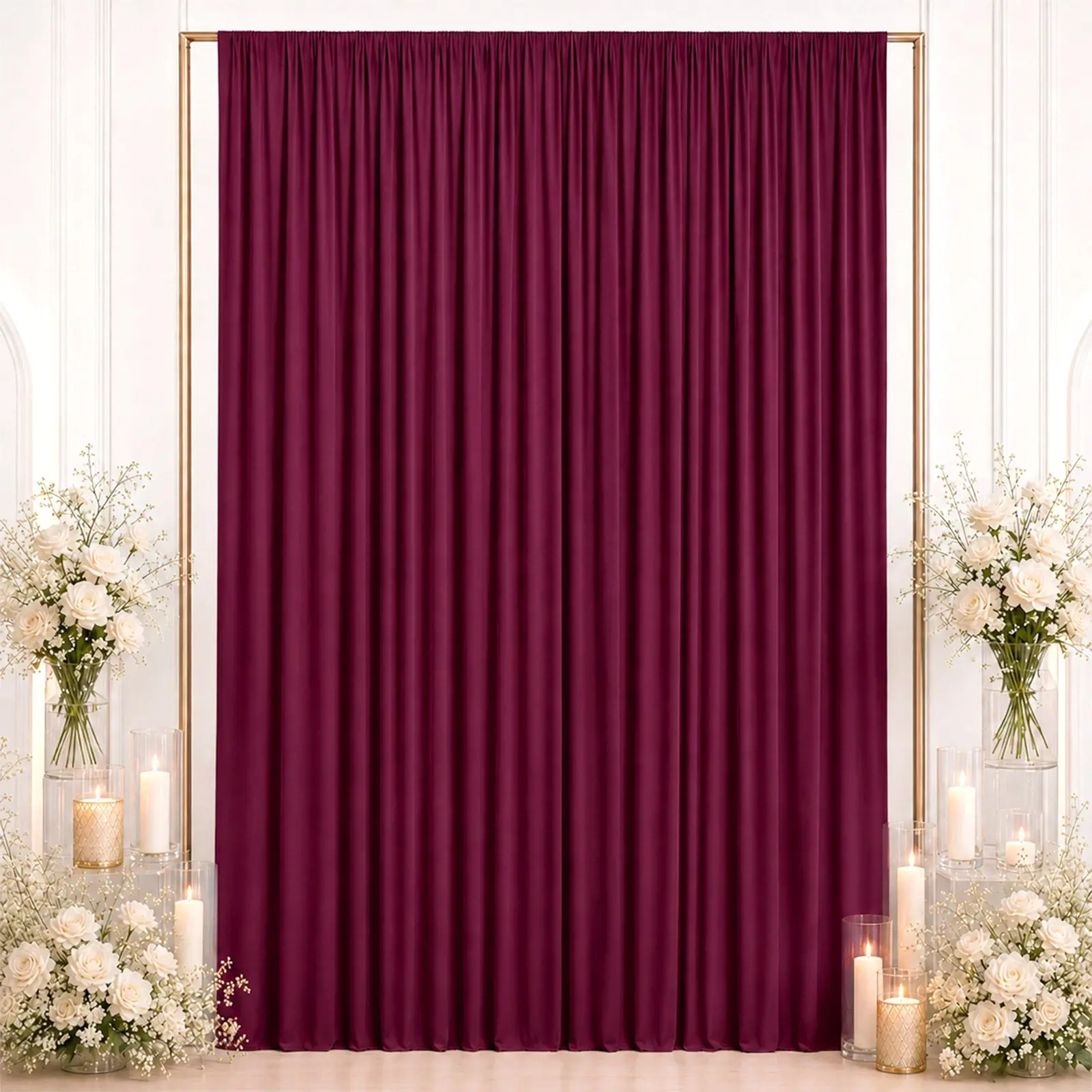 Spandex Backdrop Curtain Burgundy 10ft x 12ft, 4-Way Stretch Wrinkle-Free Photo Booth Backdrop with Rod Pockets for Wedding & Events