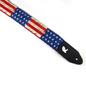 Rustic American Flag Guitar Strap - American Flag Stars Guitar Strap