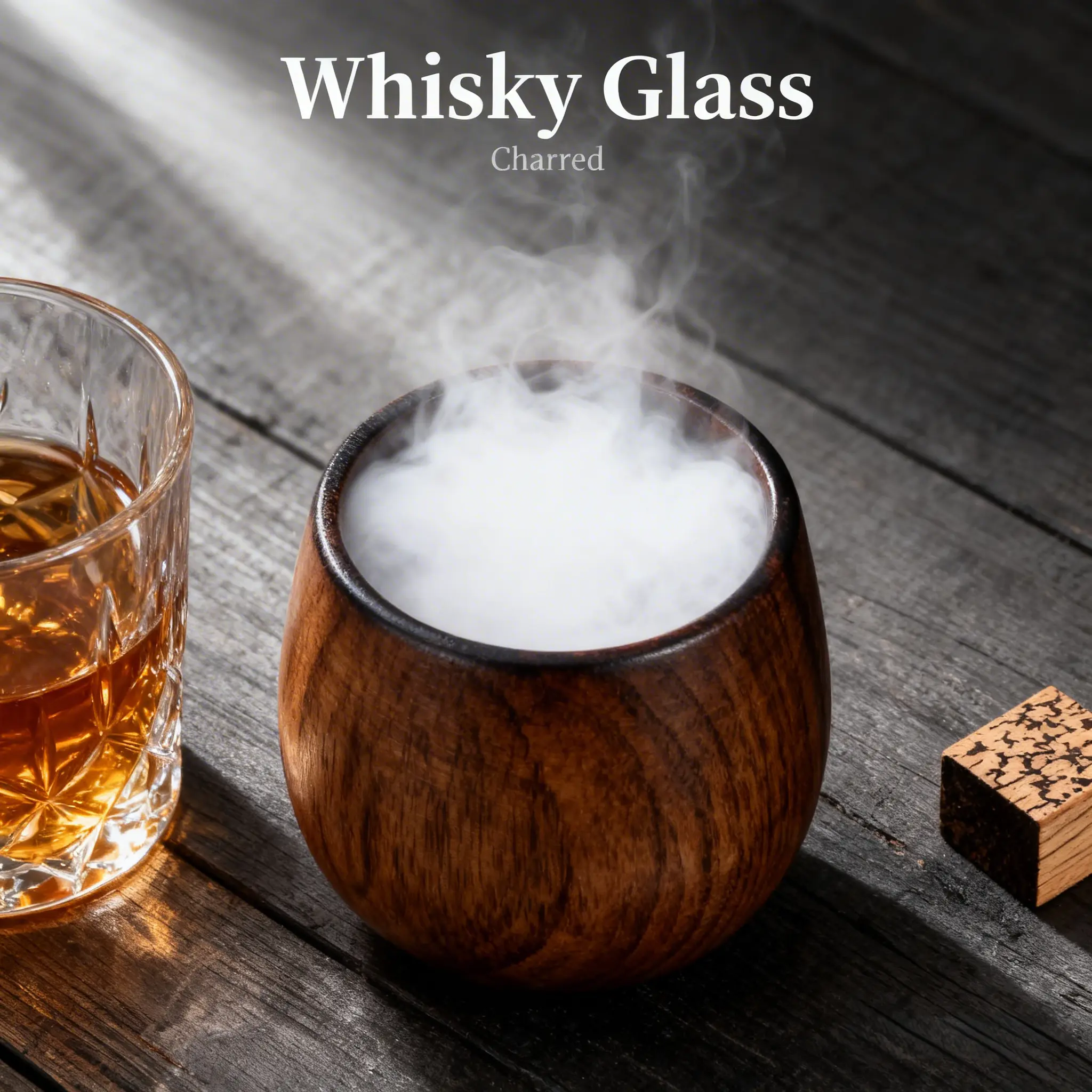 Handcrafted Wooden Whiskey Glasses - Charred Old Fashioned Tumbler, Peace-Themed Drinking Glassware, Glass Cup Set, Unique Birthday Gift for Men (Holidays & Special Occasions), Gift Idea