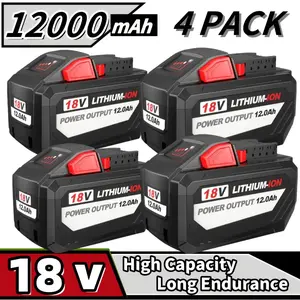 M18 2/4/6/8Pack 12000mAh 18V Replacement Battery for milwaukee Replacing batteries with electric tools M-18Battery Pack Compatible with Milw M-18 12.0Ah Lithium Battery 48-11-1890,48-11-1850,48-11-1828, Cordless Toolsmilwaukee battery milwaukee m18