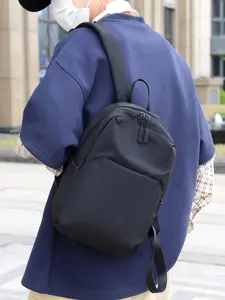 Men's Casual Solid Color Backpack, Simple Design Zipper Backpack, Fashionable Backpack for Daily Commuting, Work, School, Travel, Bag