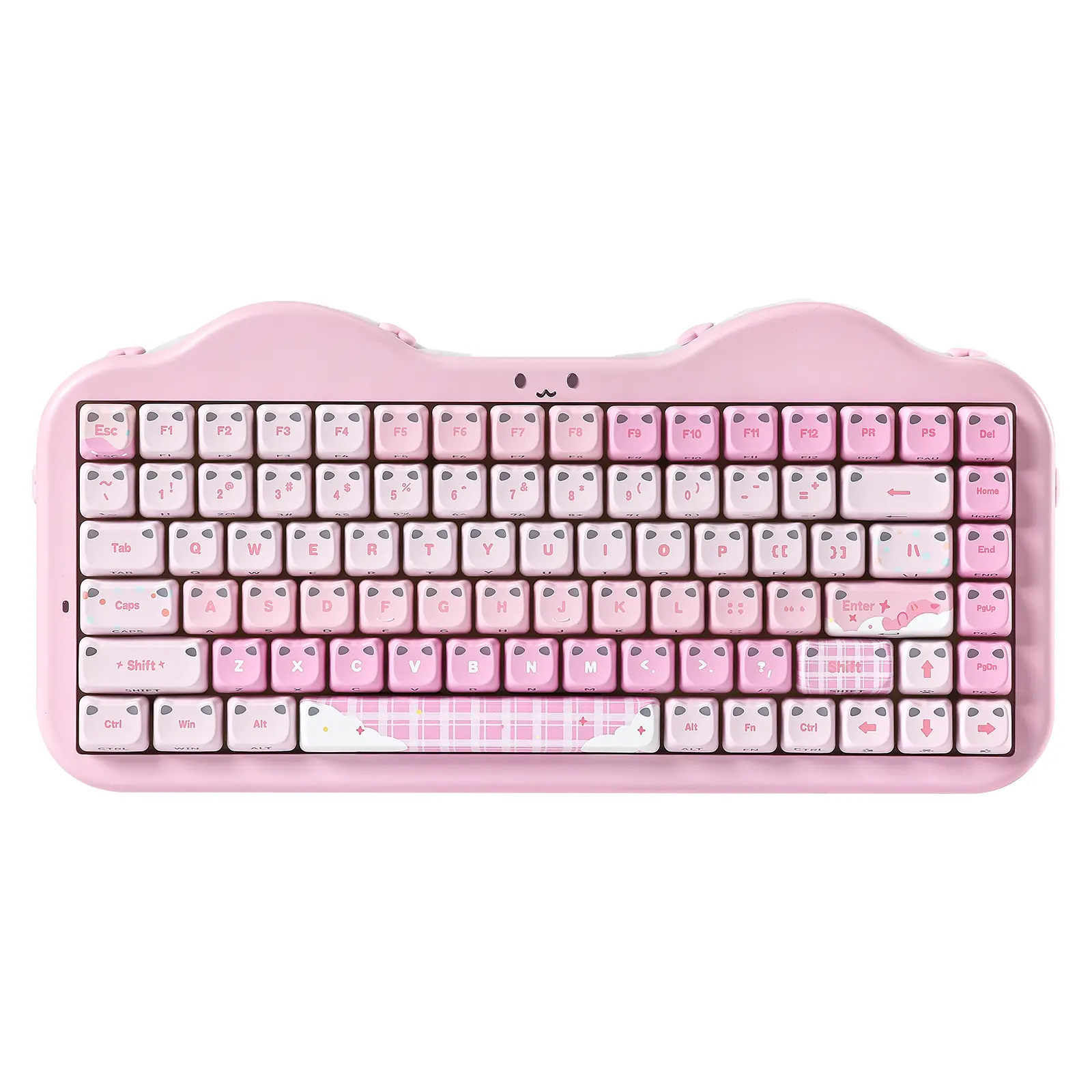 YUNZII C75 MAO Custom Wireless Keyboard (C75 Model), 75% Layout Hot-Swap Keys Gasket Mount, Cute Shine-Through Keycaps with Side-Light LEDs RGB Backlit, Cake Design, BT5.0/2.4G/USB-C for Win/Mac