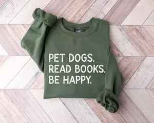 Dog Reading Books SweatShirt/ T-shirt, Cute Book Lover Gift Tee, Dog Mom Graphic Shirt, Cozy Reader Outfit for Dog Lovers