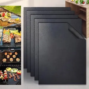 Non-Stick Silicone Barbecue Mat, 4 Counts/set Reusable Heat Resistant Barbecue Grill Mat, Easy to Clean Barbecue Mat for Outdoor Camping Party, Barbecue Accessories