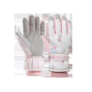 Women's Professional Ski Gloves, Touchscreen Waterproof Windproof Winter Gloves with Warm Arctic Fleece Lining & Anti-Slip PU Palm, Cute Teddy Bear Snow Gloves for Snowboarding Hiking adjustable Touch Screen sun sleeve crochet gloves