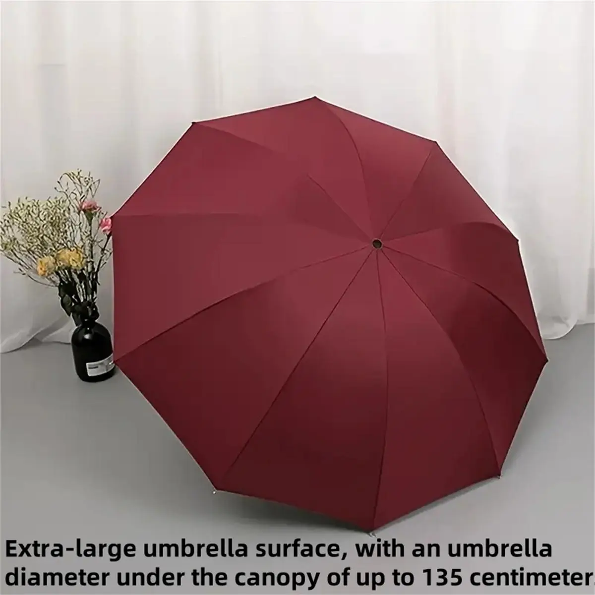 135cm Extra Large UV Umbrella with Inverted Fold, Portable Folding Umbrella, Outdoor Travel Umbrella, Suitable for Daily Commuting Men & Women, Oversized Canopy for Sun & Rain Protection