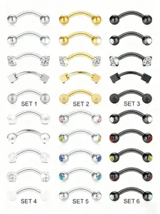 16g Stainless Steel Rook Daith Earrings, Belly Lip Ring, Eyebrow Studs, Cartilage Tragus, Cubic Zirconia Barbell, Body Piercing, 8mm