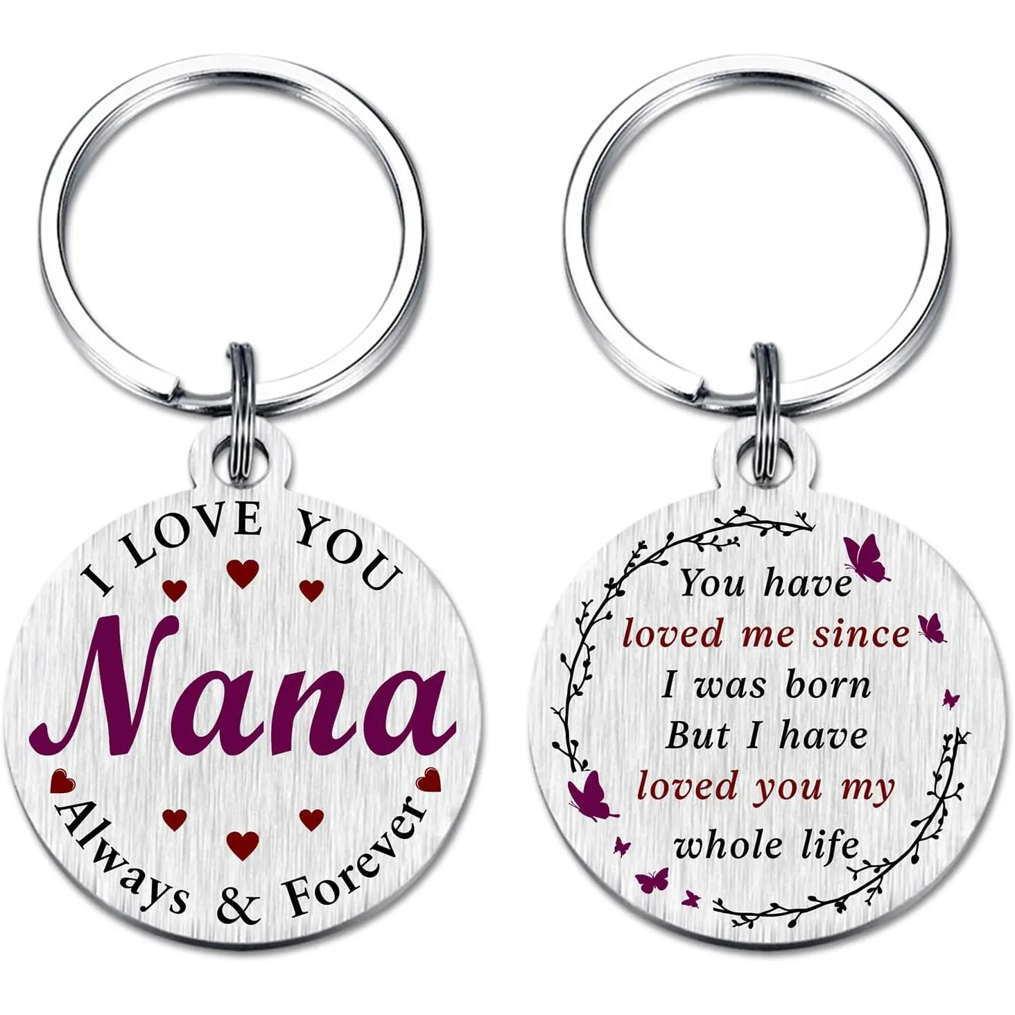 Nana Gifts, I Love Nana Keychain for Women, Personlized Birthday Present from Grandson Granddaughter Grandkids