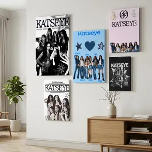 Girl Group KATSEYE Self-adhesive Artistic Art Painting Calligraphy High Definition Waterproof Nordic Canvas Print Wall Art Solid Wood Inner Frame Modern Minimalist Home Decoration Painting For Living Room Bedroom Ready To Hang Gift For Loved Ones