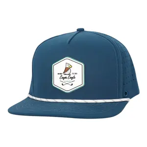 PS Rope Golf Hat with Logo, Adjustable Fit, Front Pocket, and Curved Brace, Adjustable Closure, Classic Design