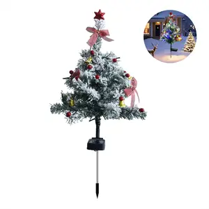 Solar Powered Christmas Tree Shaped Design Light, 1 Count Outdoor Decorative Light, Solar Garden Decorative Light for Pathway Lawn Yard, Outdoor