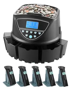 Upgraded Coin Counter and Sorter with Intuitive Display and Wrapper Machine, Change Counter for USD Coins 1¢ 5¢ 10¢ 25¢ $1, Sorts Up to 300 Coins Per Minute, Includes 5 Coin Tubes and 5 Trays
