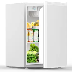 COWAR 2.6 Cu.Ft Mini Fridge with Freezer, Single Door Mini Fridge, Dorm Fridge, Adjustable Thermostat, Mini Refrigerator for Dorm, Office, Bedroom, Stainless Steel