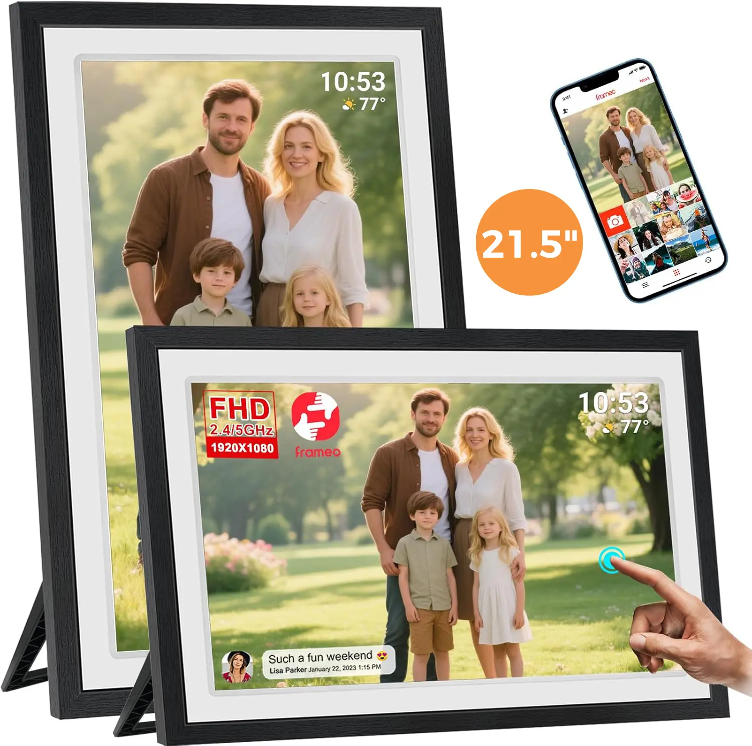 Frameo 21.5inch Digital Photo Frame with 1920x1080 FHD IPS LCD Touch Screen Dual-WiFi Share Moments 32GB Storage USB/SD Card Extend Auto-Rotate, #SummerWins, #DealsForYouDays