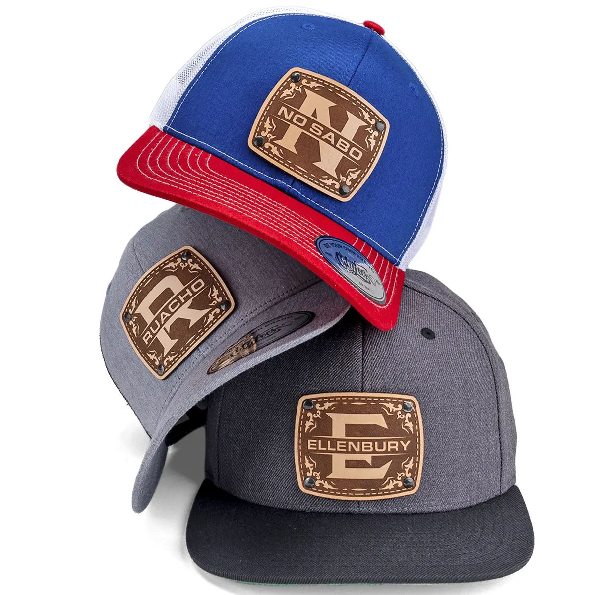 Custom Initials Hat with Engraved Leather Patch Custom Initials Hat with Engraved Leather Patch