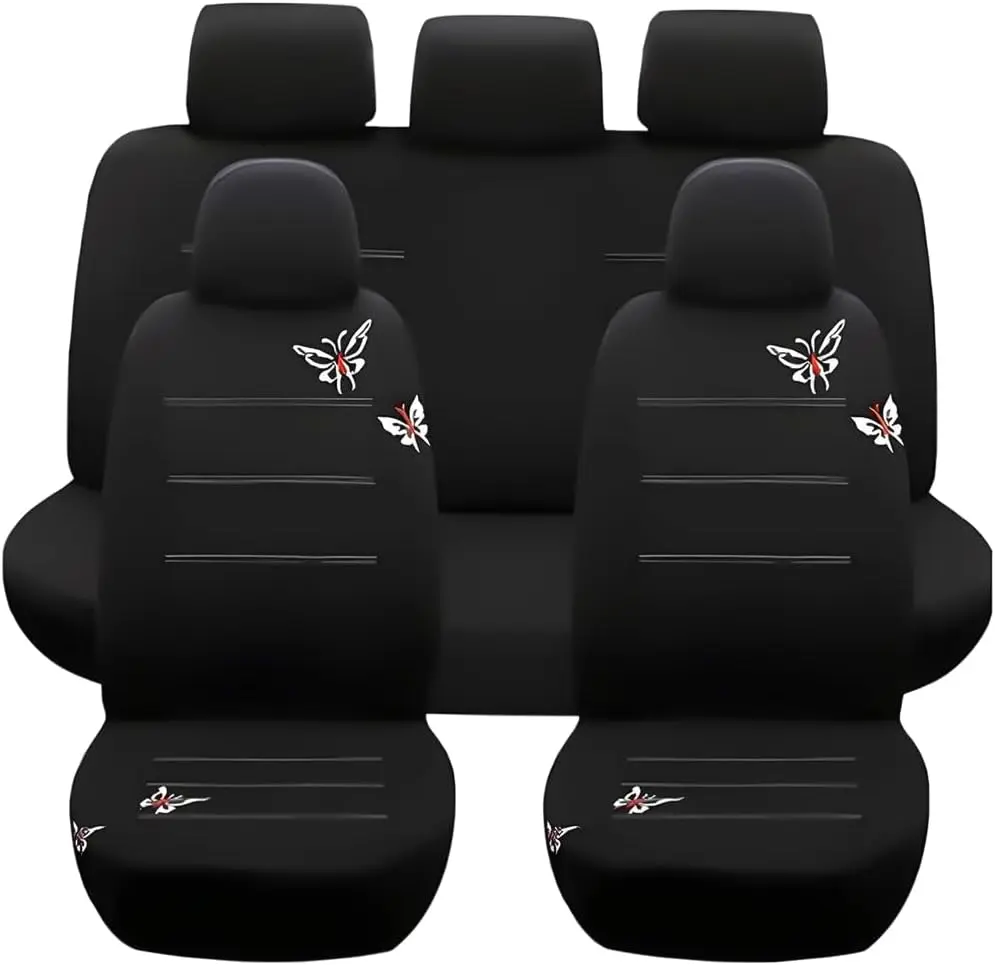 9PCS Full Set Car Seat Covers, Automotive Front and Rear Split Bench Protector Cover Set, Light Breathable Durable Washable, Airbag Compatible, Universal for SUV, Truck, RV, Van, Sedan
