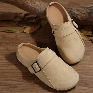 Ladies' Slippers Stylish Suede Buckle Mules Classic Slip - on Indoor Outdoor Shoes for Daily Wear
