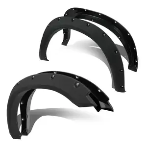 KQQIO Fender Flares Compatible with 2009-2010 Dodge Ram 1500/2011-2018 Ram 1500/2019-2023 Ram 1500 Classic Fleetside, Truck Wheel Flares Wheel Cover Textured Black Rivet Style 4Pcs