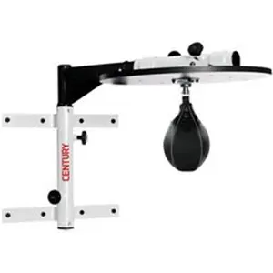 212 MAIN Fold Away Speed Bag Platform - White & Black, Adjustable 6-Level Metal Frame Wall Mount Boxing Training Equipment