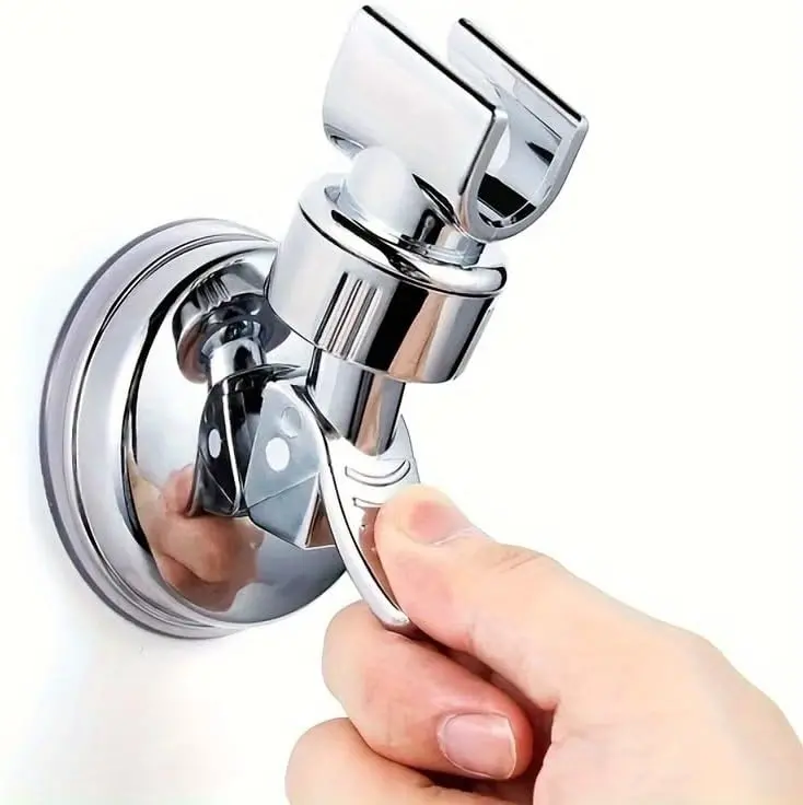Shower Head Holder, Self-Adhesive Wall Mounted Bracket with Strong Suction, No-Drilling Handheld Shower Wand Base, Waterproof Bathroom Organizer & Decor