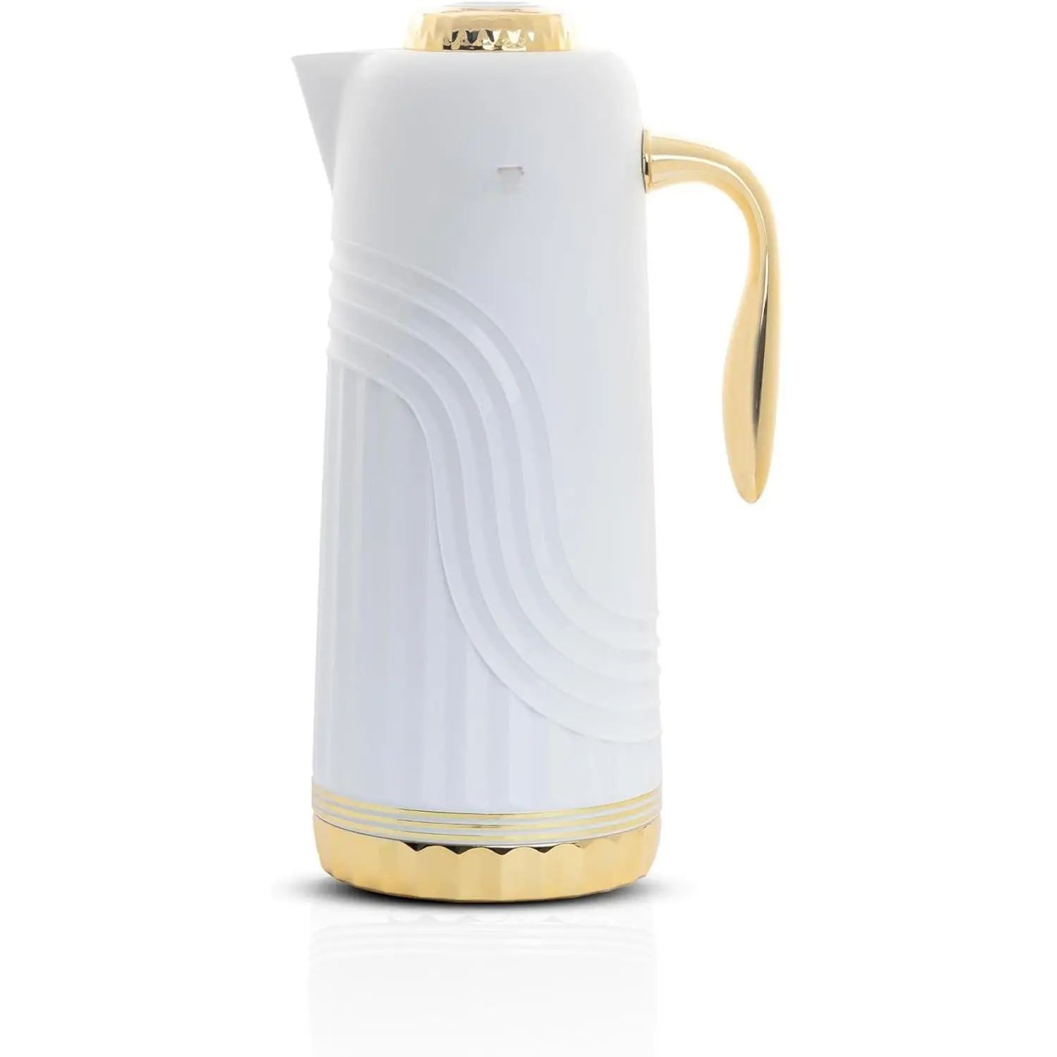 SAFURA Plastic Portable Vacuum Flask, Double Wall Insulated Coffee Carafe with Pour Lid, 1.0 L White Drinkware for Keeping Hot/Cold Liquid, Iced Tea – Ideal for Travel, Hiking