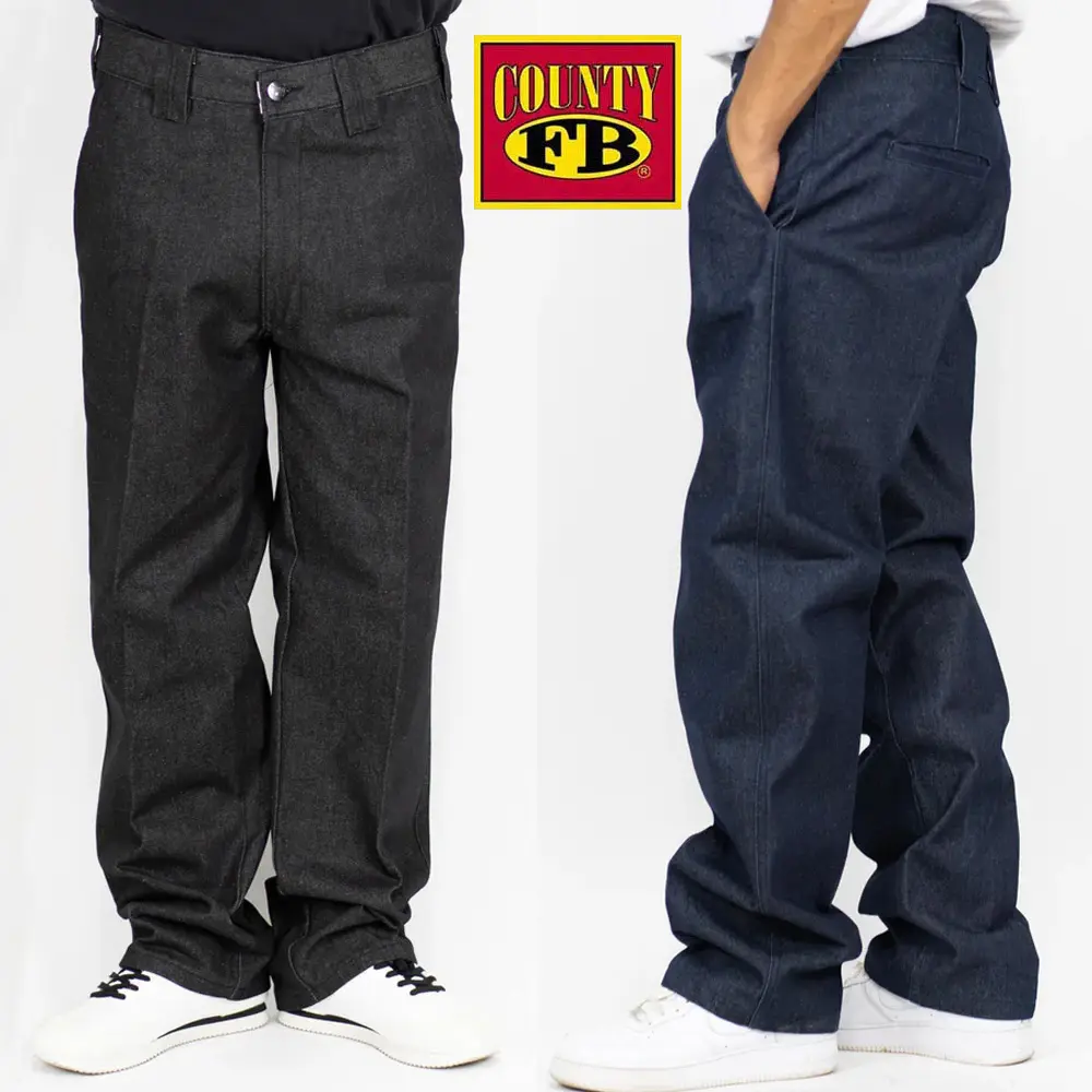 FB County Men's Hard Denim Pants Straight Leg Jeans Rigid Work Pants