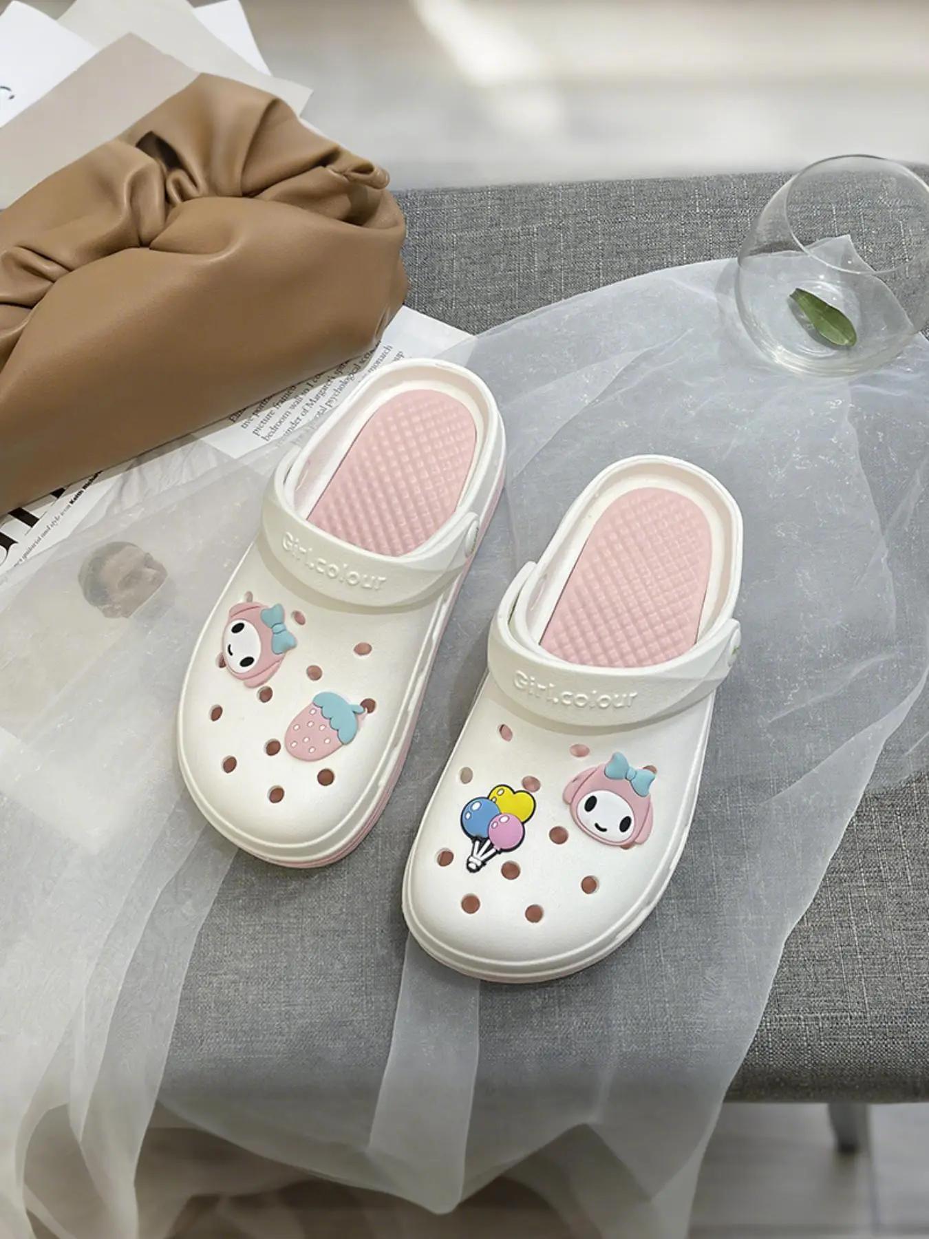 New Summer Outdoor Sport DIY Holes Shoes for Women, Couple Beach Sandals, EVA Beach Slippers, Thick Sole Soft Non Slip Anti-Slip Anti Slip Design Breathable, Fashion Trendy Slippers
