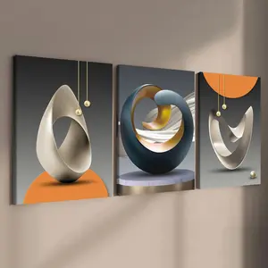 3-Piece Modern Abstract Art Canvas Prints Artwork, Contemporary Art, Abstract Pattern Print, Solid Wood Frame, Waterproof HD Wall Decor, Wooden Wall Art for Home Office Living Room Bedroom Decoration