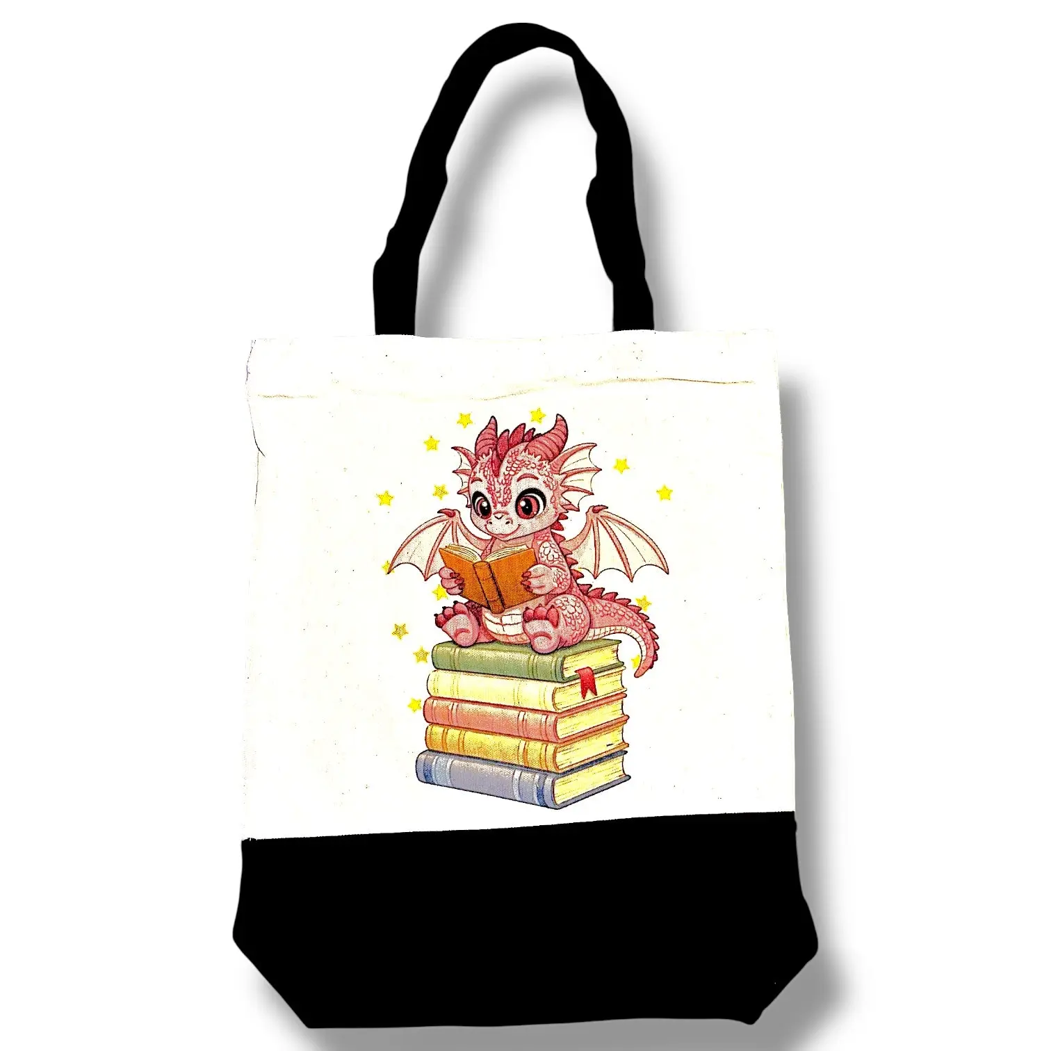 Book Dragon Canvas Totes - multiple options! Black bottom or color tote