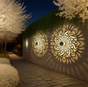 2 Pack Solar Fence Lights Metal Solar Powered Outdoor Deck Step Wall Lights Mandala Theme Waterproof Fence Light for Garden Post Patio Backyard Yard Decor (2 Pack)