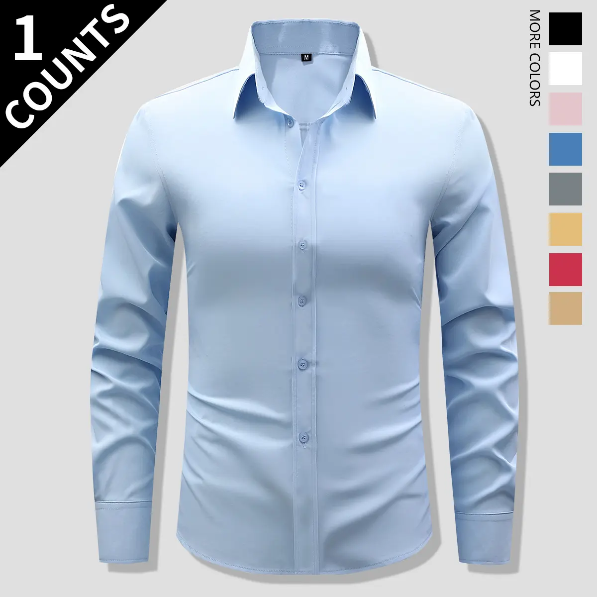 Men's Classic Slim Fit Dress Shirt - Menswear Long-Sleeve Button-Down, Classic Cut Gives a Polished Profile, Dressy Enough for Weddings and Events