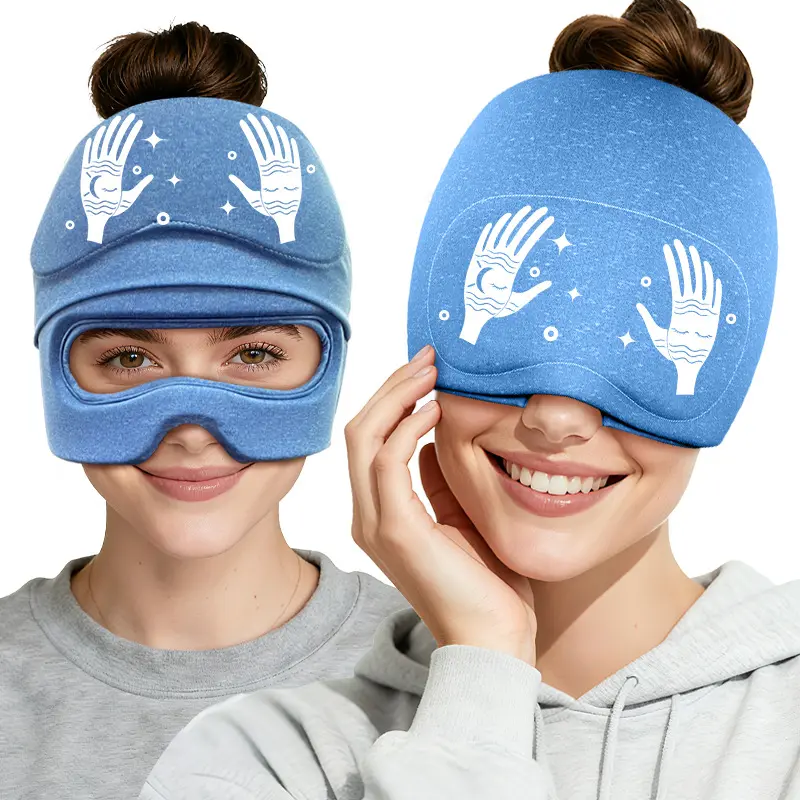 YY Sports Migraine Headache Relief Cap - Built-in Slide-Up Eye Mask - 360° Cooling & Compression Hangover Hat for Hot & Cold Therapy, Ice Head Wrap for Tension and Stress, Gift Soothing Sleep Aid Products