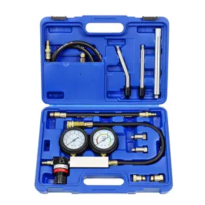 Multi-Function Cylinder Leak Down Tester Automotive Car Kit Gasoline Engine Compression Tester Dual Gauge Leakdown Detector Diagnostic Tool Set for Pressure Check & Leakage Rate Test with Extension Rod