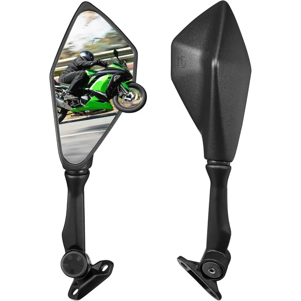 Motorcycle Rearview Mirrors with Aluminum Shaft, Convex Lens, High Definition, 360-Degree Rotation, Left & Right Side, Secure Mounts, Strong & Sturdy, Easy Installation for 250, 300, 400, 500, EX300, ZX-6R Models