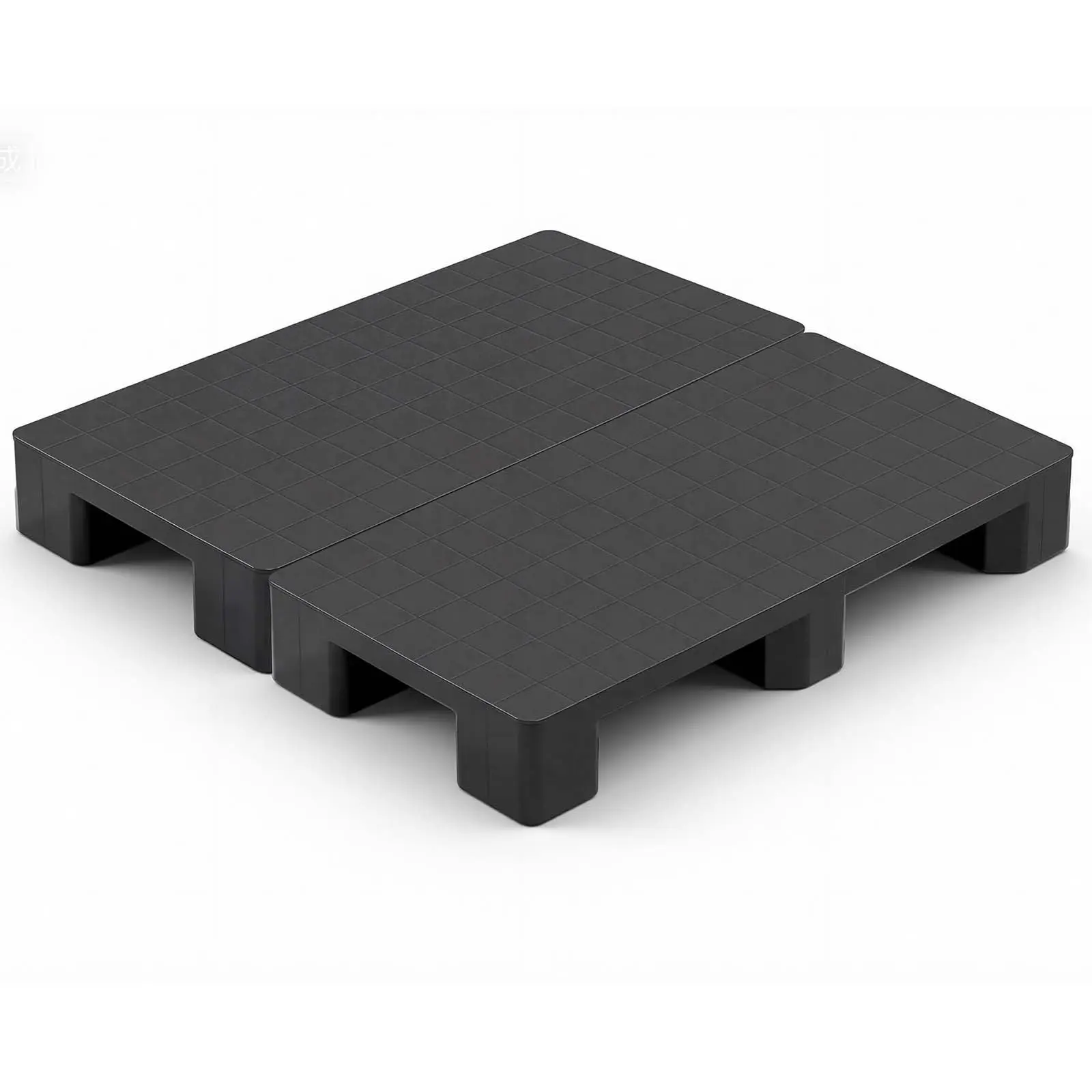 【Summerfinds】VEVOR 2-Piece HDPE Plastic Pallets, 39.4"x19.7"x5.4" Black, 8.93 lbs/4.05 kg Lightweight Water Resistant, Stackable, Easy Setup, 2-Sided Fork Entry Pad, 2205 lbs Load Capacity, for Warehouse Retail Basement Use, Storage, Commercial, Outdo