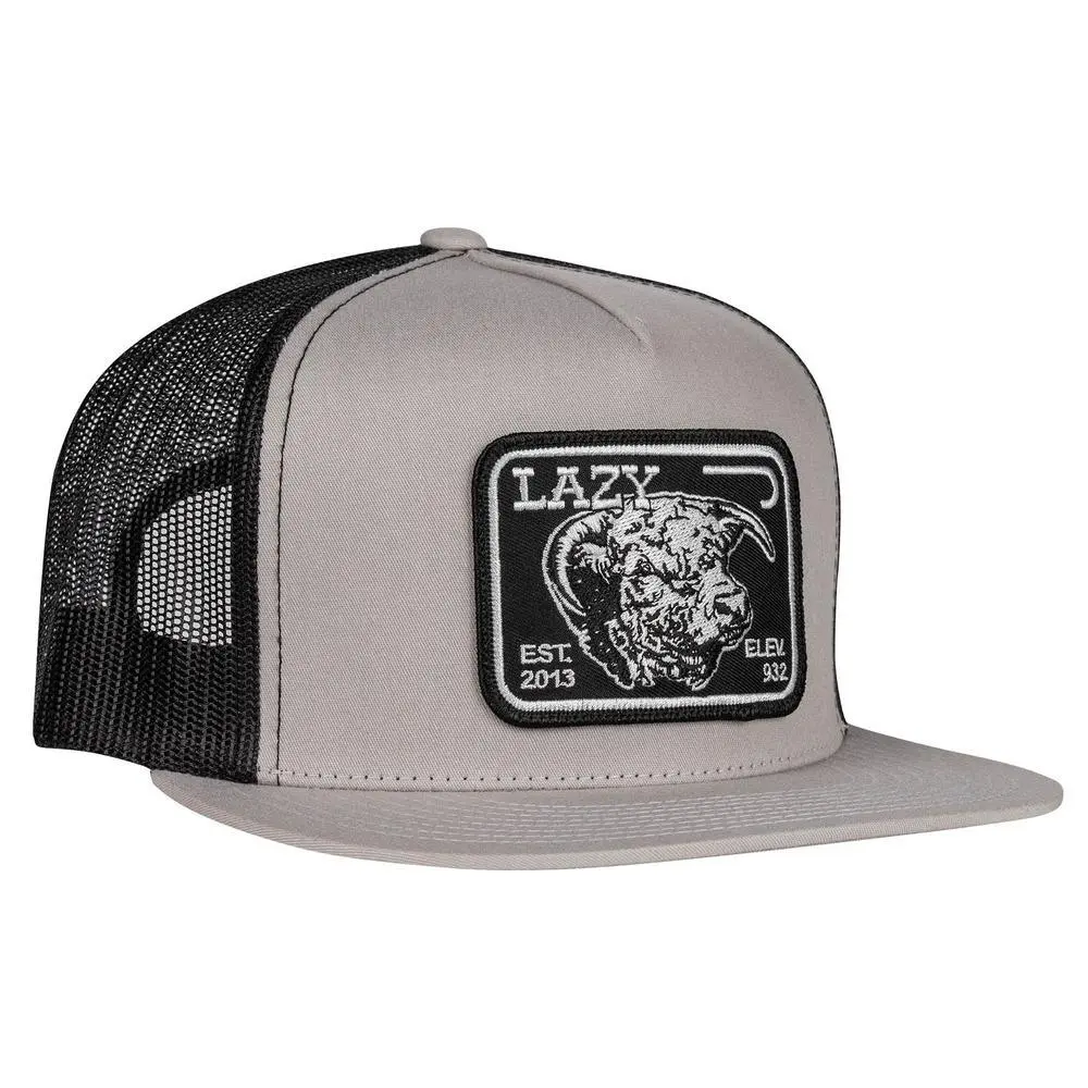 Lazy J Ranch Silver Grey & Black Elevation Classic 5-Panel Trucker Casual Hat - Men's Fashion Clothes Accessory, Mens Hats, High Quality Hat