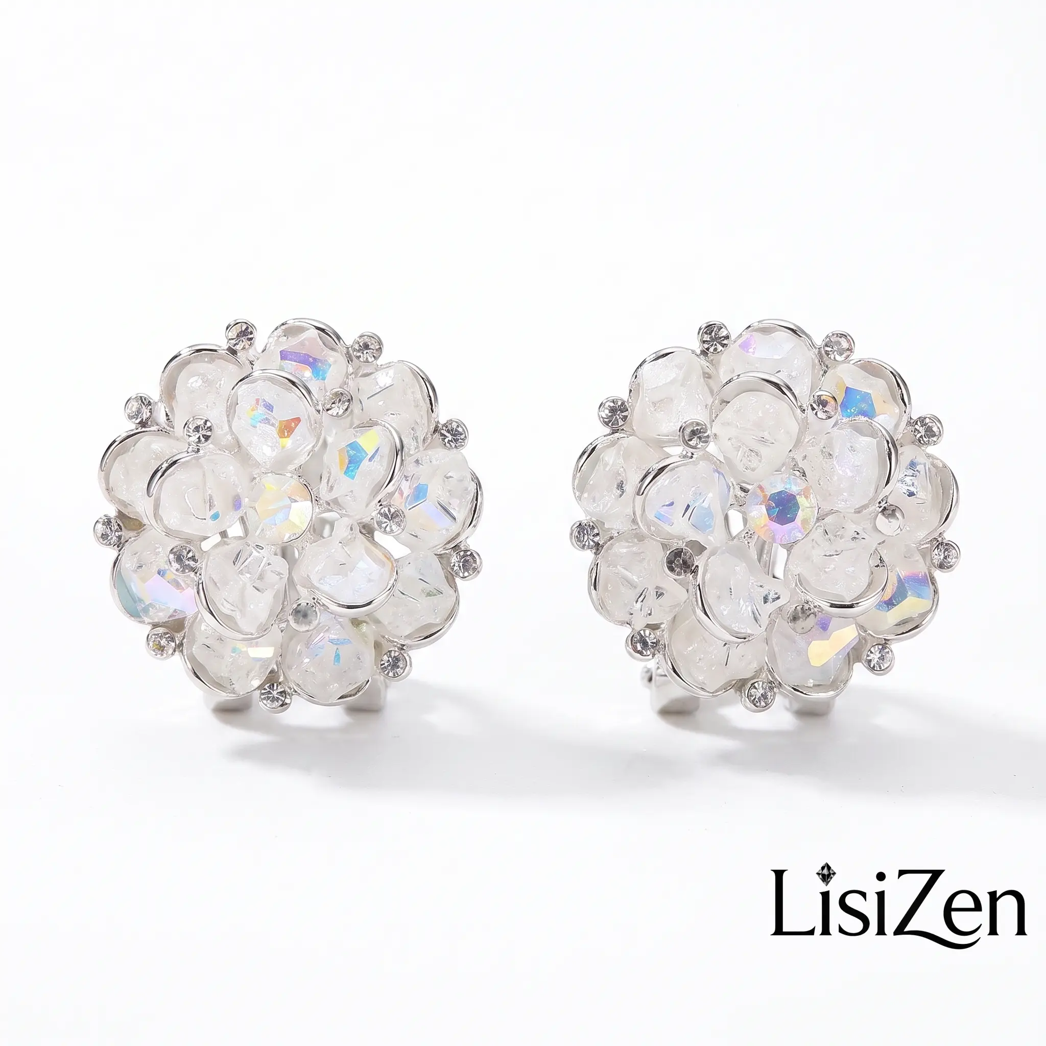 Handmade Crystal Flower Earrings for Adults, 1 Pair Sparkling Minimalist Ear Accessories, Elegant Alloy Jewelry for Daily Wear, Wedding & Birthday Gift, Crystals, Feminine, Bling Effect