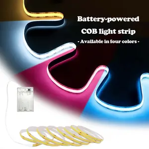 11.81inch COB Light Strip, AA Battery Powered, Portable Battery Box (batteries not included), Warm light / white light / pink light / ice blue light optional., Self-Adhesive, Home Decor for Living Room, Bedroom, Kitchen, Game Room