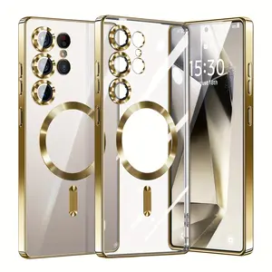 Luxury Soft Tpu Magnetic Clear Protective Phone Case, Compatible with Samsung Galaxy S26 S25 S24 Fe S23 S22 S21, Shockproof Back Cover, Lens Protector