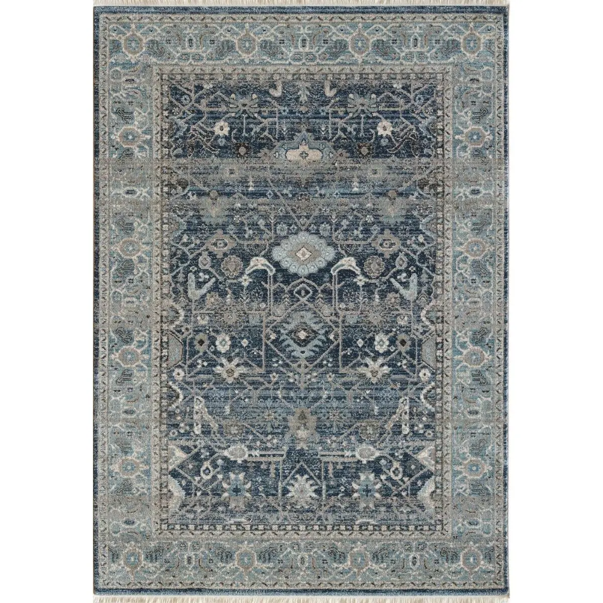 Dynamic Rugs Juno 6881 Durable Transitional Polypropylene Rectangle Area Rug - JN246881550, 2 ft. x 3 ft. 11 in., 550 Blue, Classic Motifs, Neutral Palette, Shed-Resistant, Indoor Use, Room Decor, Machine-Made