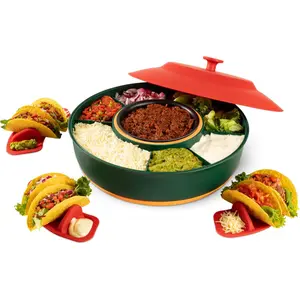 Tuesday Kit Taco Bar Serving Set for a Party 30oz Heated Pot 4 Taco Holders& Detachable Lazy Susan Tray Taco Night Fiesta Couple & Housewarming Gift Set Ideas
