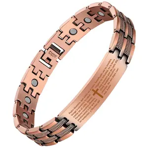 City Fashion Copper Cross Bracelet for Men - Ultra Strength Magnetic Mens Cross Jewelry Set - Adjustable Magnetic Bracelet with Sizing Tool Jewelry Box,summerwins
