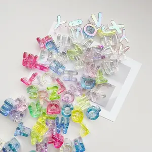 High-Quality Rainbow Color Transparent Letter Beads UV Coated, Acrylic Beads, Bright Colors, Smooth Texture, Ideal for Name Jewelry, Bag Charms, Pet Necklaces