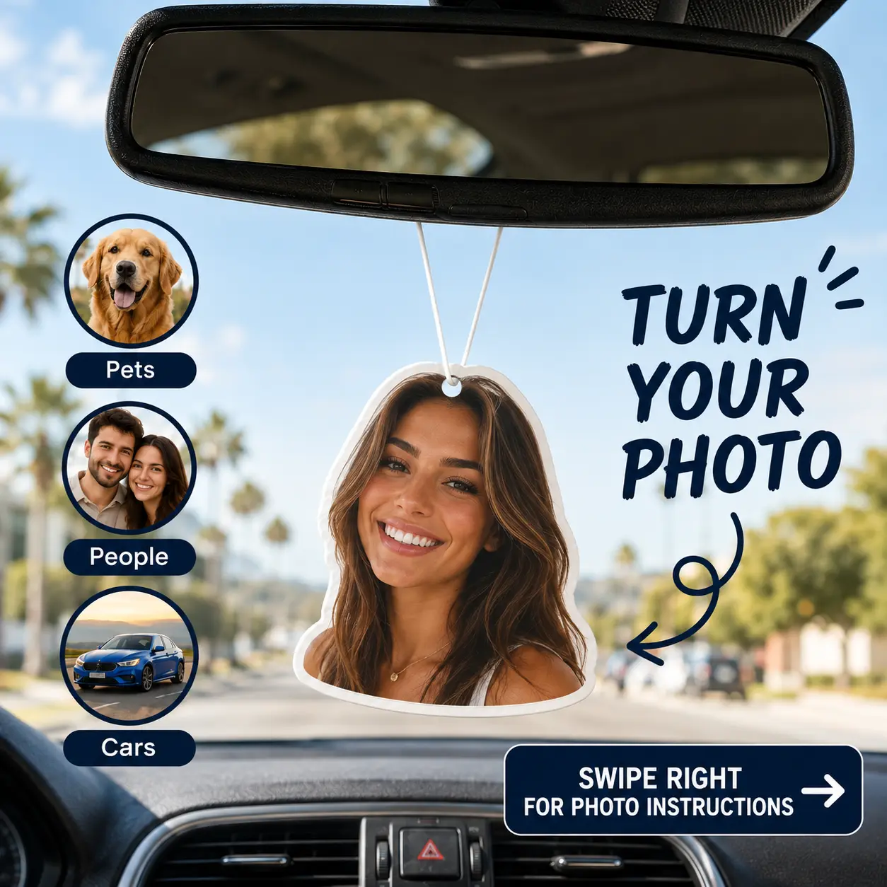 Personalized Photo Air Freshener - Custom Cut Car Freshener for Boyfriend Girlfriend Husband Wife Women Decor Accessories Car Deodorizer Car Diffuser
