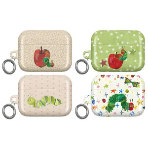 Cute Caterpillar Apple AirPods Case – Kawaii Cartoon Protective Cover with Keychain, Aesthetic Retro Design, gift