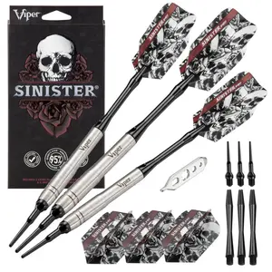 Viper Sinister Darts 95% Tungsten Soft Tip Darts Grooved Barrel 18 Grams